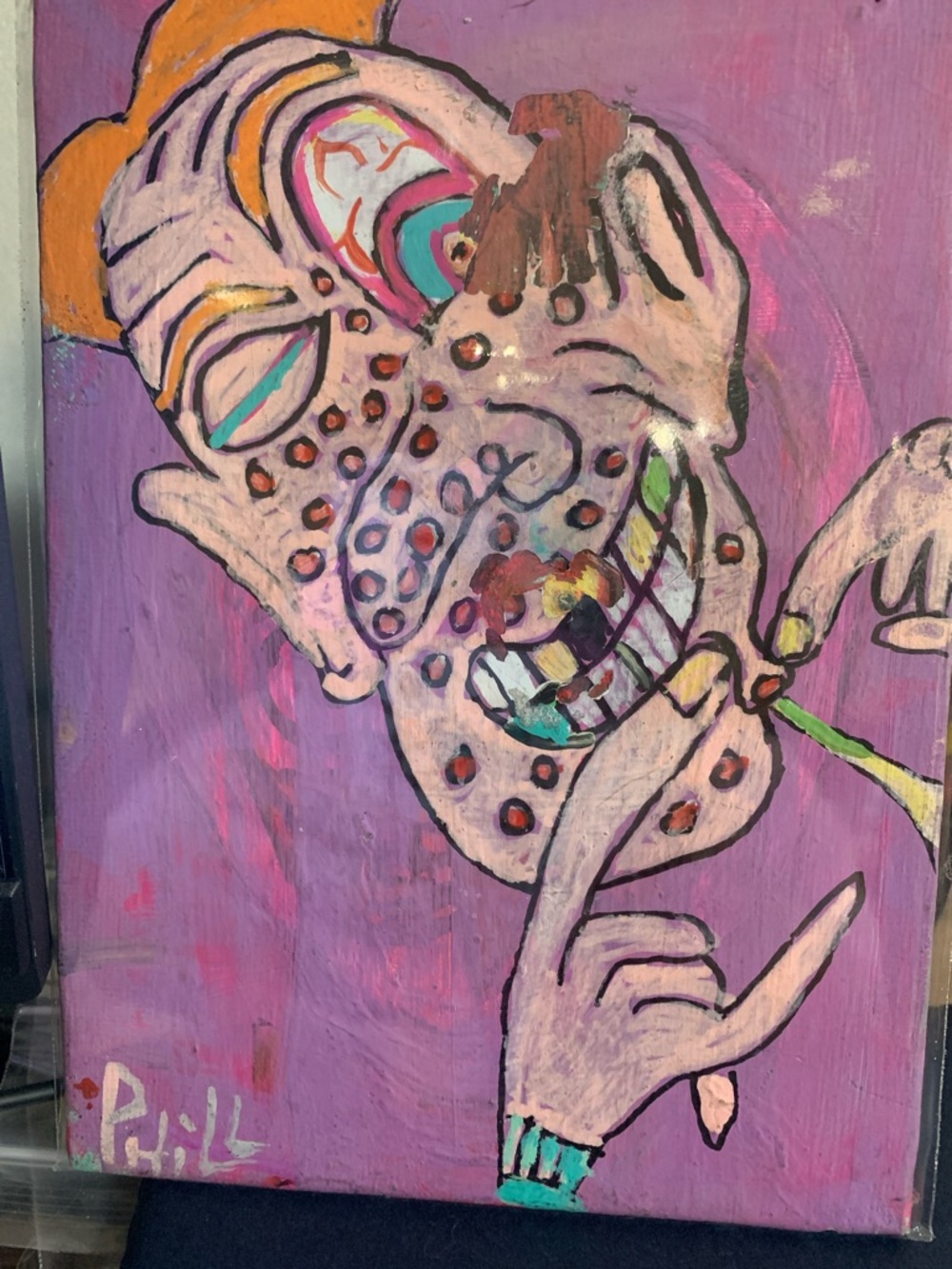 Up and Coming Artist - Purple Abstract Pop Art Painting - Pink & Purple Wall Art